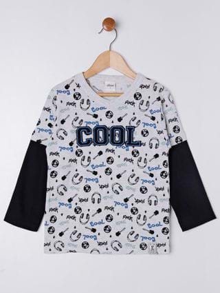 Camiseta Manga Longa Infantil para Menino - Cinza