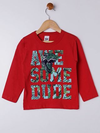 Camiseta Manga Longa Infantil para Menino - Vermelho