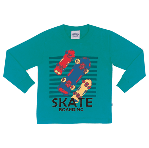 Camiseta Manga Longa Primeiros Passos Abrange Skate Azul 01