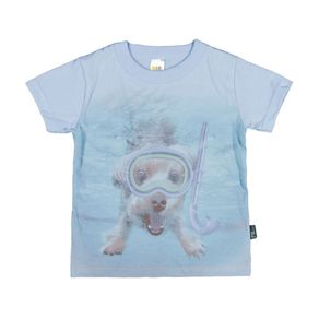 Camiseta Masculina Bebê - Azul Bebê Camiseta Azul - Bebê Menino - Meia Malha - Ref:34557-139-G