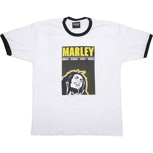 Camiseta Masculina Bicolor - Bob Marley - Tamanho P - Stamp Rockwear