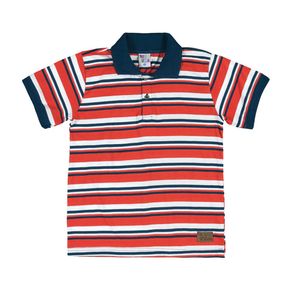 Camiseta Masculina Menino - Listrado Tijolo Camiseta Vermelho - Infantil Menino - Meia Malha - Ref:34760-495-10
