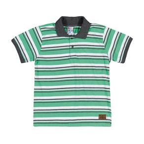 Camiseta Masculina Menino - Listrado Verde Camiseta Verde - Infantil Menino - Meia Malha - Ref:34760-55-10