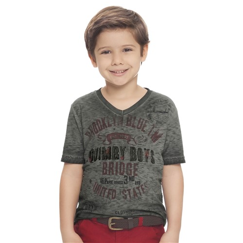 Camiseta Menino Estonada Cinza Chumbo Quimby Boys 4t