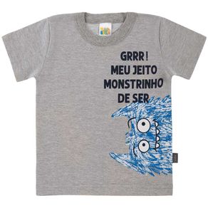 Camiseta Mescla Cinza Bebê Menino Meia Malha 39154-567 Camiseta Cinza Bebê Menino Meia Malha Ref:39154-567-G
