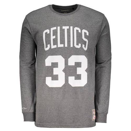 Camiseta Mitchell & Ness NBA Boston Celtics Manga Longa Cinza
