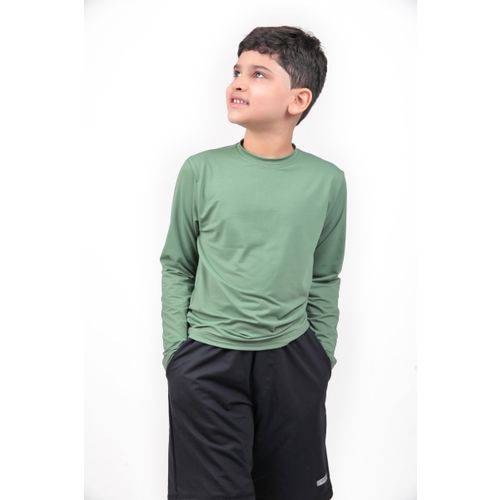 Camiseta Ml Infantil Verde Agave Litoraneus Proteção Uv
