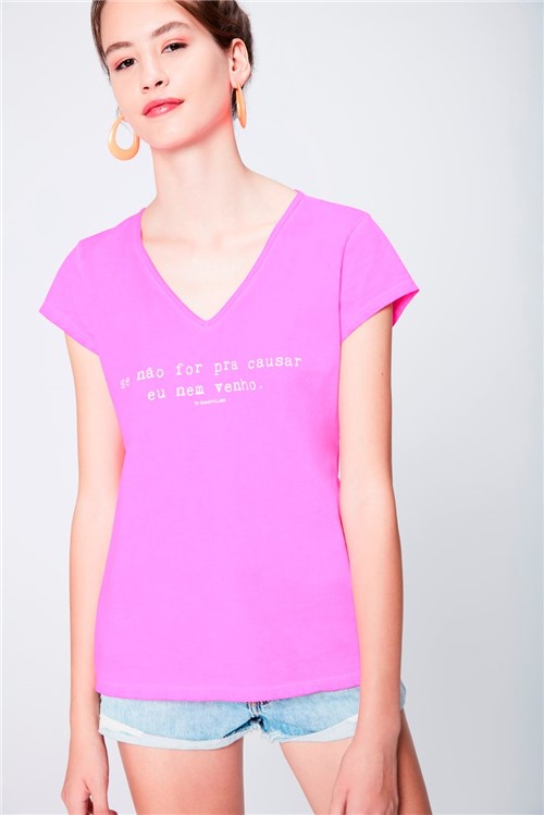 Camiseta Neon Decote V Feminina