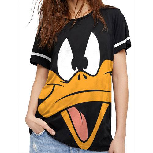 Camiseta Patolino Face Looney Tunes BandUP! Oversized Feminina Preto