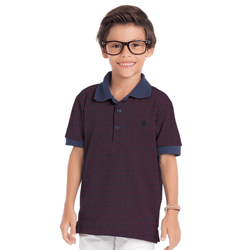 Camiseta Polo Cata-Vento Infantil com Bordado Vermelho 04