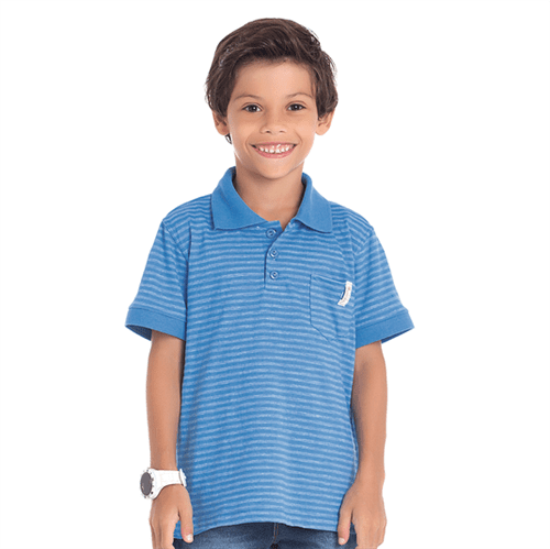 Camiseta Polo Cata-Vento Infantil Listrado Azul 04