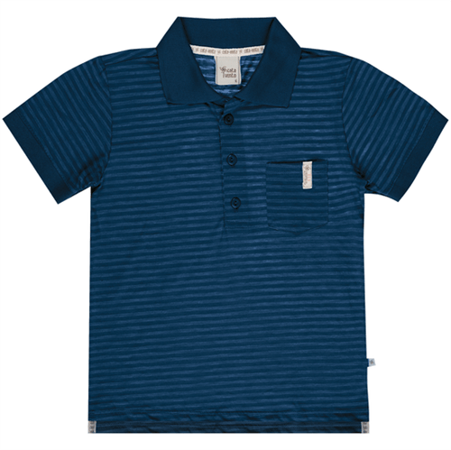 Camiseta Polo Cata-Vento Juvenil Listrado Azul Marinho 14
