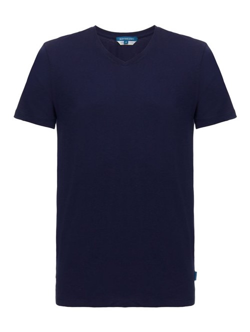 Camiseta Premium Pima Gola V Azul Marinho Tamanho PP