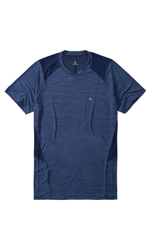 Camiseta Rajada Malha Dry Malwee Liberta Azul Escuro - G