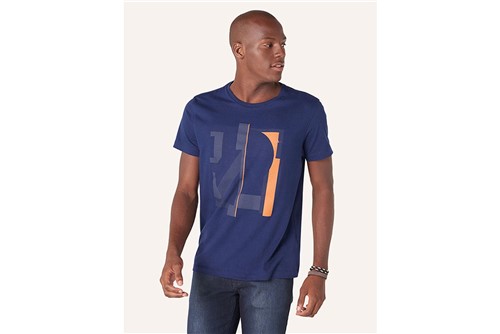 Camiseta Recortes Geométricos - Azul - M