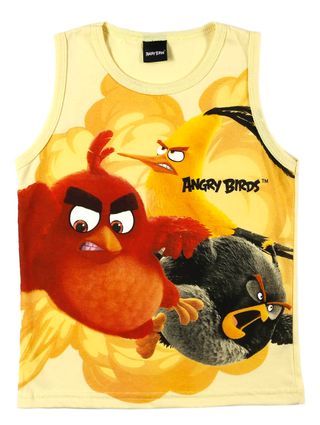 Camiseta Regata Angry Birds Infantil para Menino - Amarelo