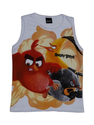 Camiseta Regata Angry Birds Infantil para Menino - Branco