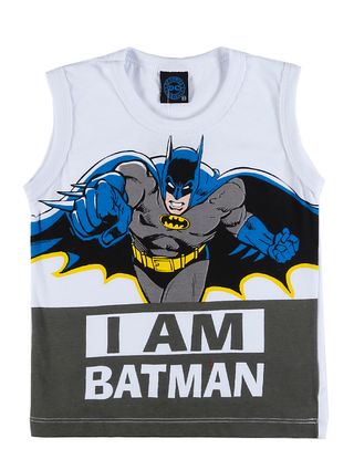 Camiseta Regata Batman Infantil para Menino - Branco