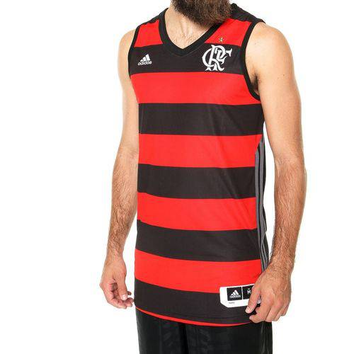 Camiseta Regata Flamengo Adidas de Basquete I Rubro-Negra 2015 2016 AI4775
