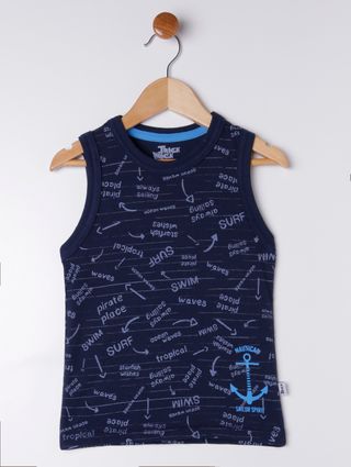 Camiseta Regata Infantil para Menino - Azul Marinho