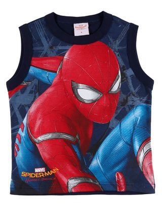 Camiseta Regata Spider Man Infantil para Menino - Azul Marinho