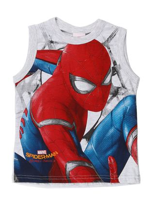 Camiseta Regata Spider Man Infantil para Menino - Cinza