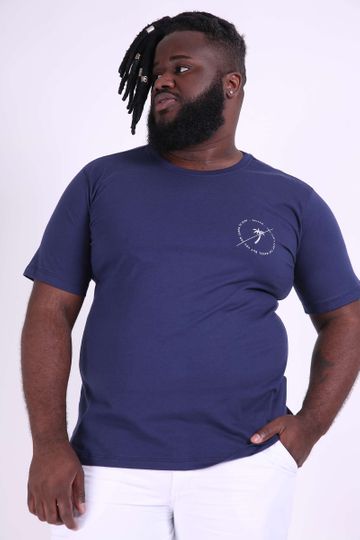 Camiseta Silk Frente e Costas Plus Size Azul Marinho M