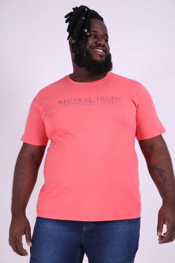 Camiseta Silk Tropical Plus Size Coral M