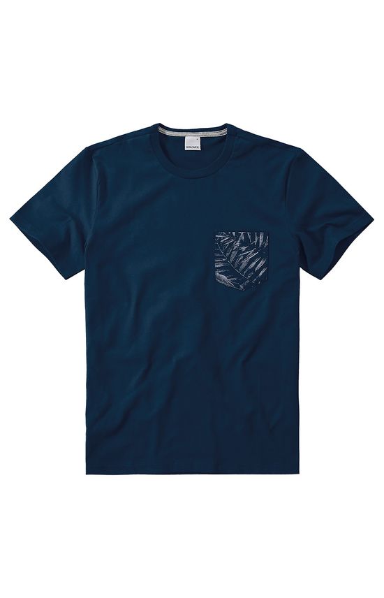 Camiseta Slim com Bolso Estampado Malwee Azul Escuro - G