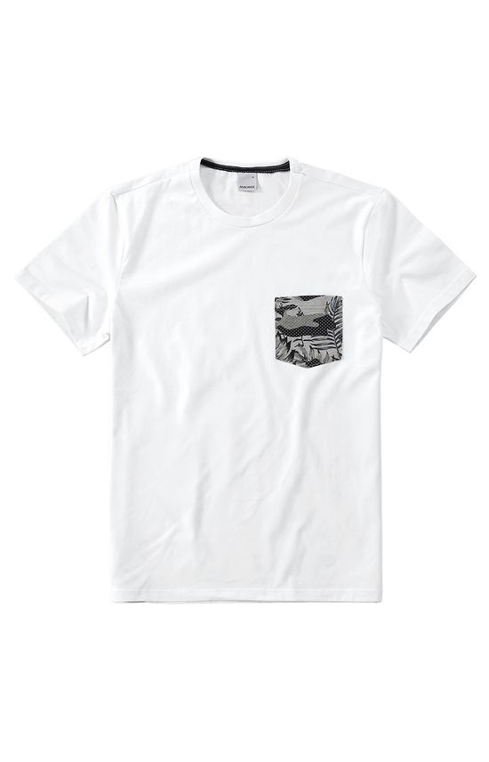 Camiseta Slim com Bolso Estampado Malwee Branco - P