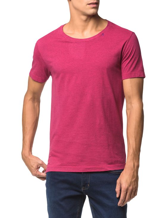 Camiseta Slim Decote Amplo Estampa Costa - Rosa Escuro - PP