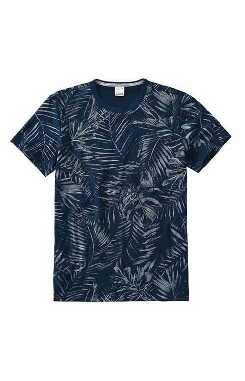 Camiseta Slim Folhagem Malwee Azul Escuro - P