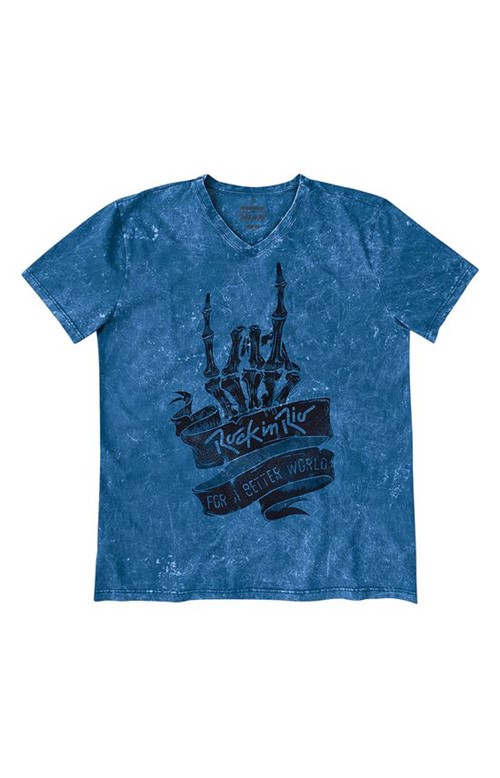Camiseta Slim Rock In Rio® Enfim Azul Claro - G