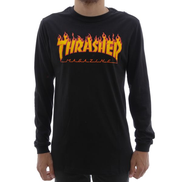 Camiseta Thrasher M/L Flame Black (G)