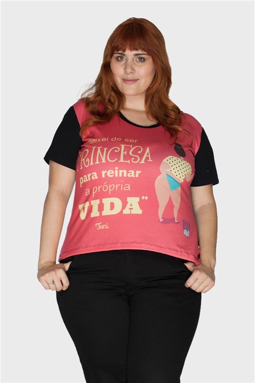 Camiseta Toni Princesa Plus Size Rosa-50