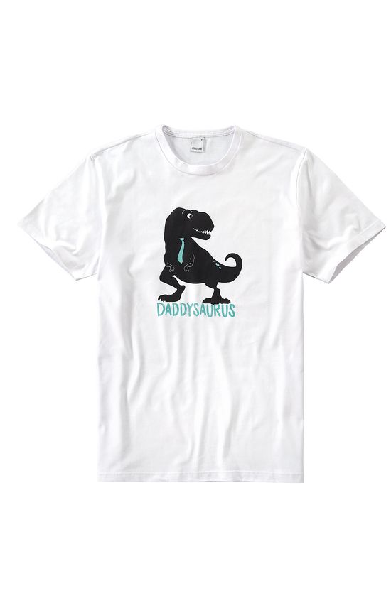 Camiseta Tradicional Daddysaurus Masculina Malwee Branco - G