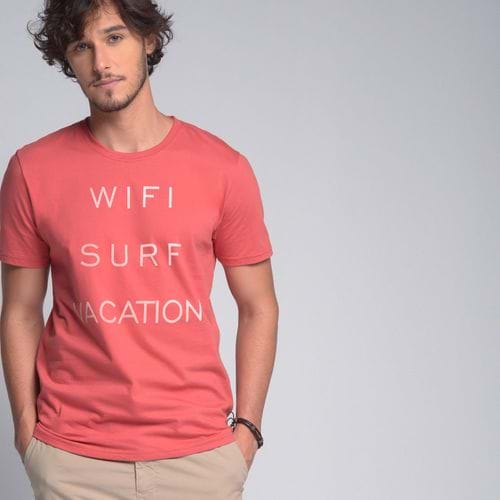 Camiseta Wifi Palavras Coral - GG