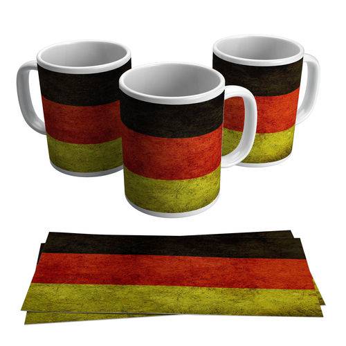 Caneca Alemanha Bandeira Países Arte Aquarela Porcelana