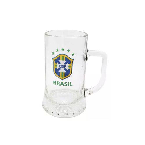 Caneca Chopp Cerveja Brasil Brasão Copa Vidro 500 Ml