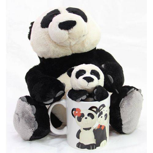 Caneca com Ursinhos Ursos Pelúcia Panda Love Casa do Urso