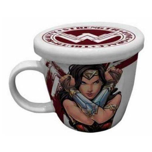 Caneca de Porcelana 330ml C/ Tampa - Mulher Maravilha Fighter - DC Comics