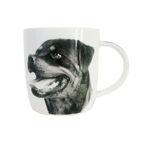 Caneca em Porcelana I Love Dogs Rottweiler C 320ml Branca