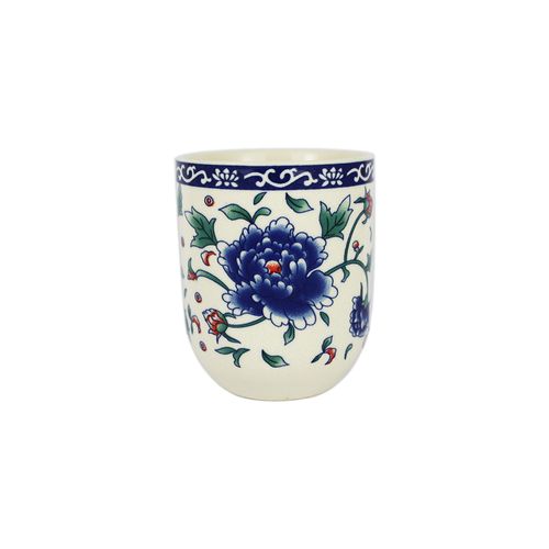 Caneca para Chá em Porcelana Multiart Flor Azul 200ml