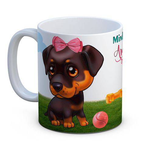 Caneca Personalizada Porcelana Coleção Pet - Rottweiler