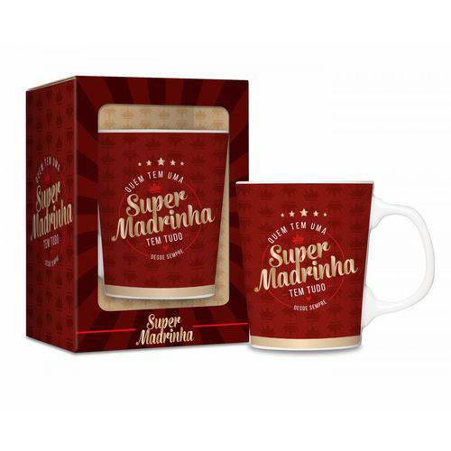 Caneca Porcelana Premium Super Madrinha 280ml Presente