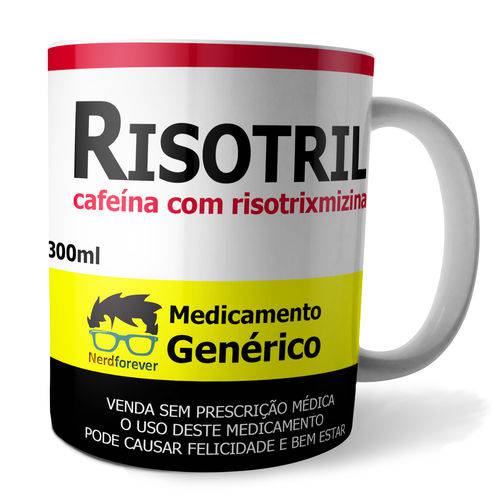 Caneca Remédio Genérico Risotril em Porcelana Esmaltada - Ne