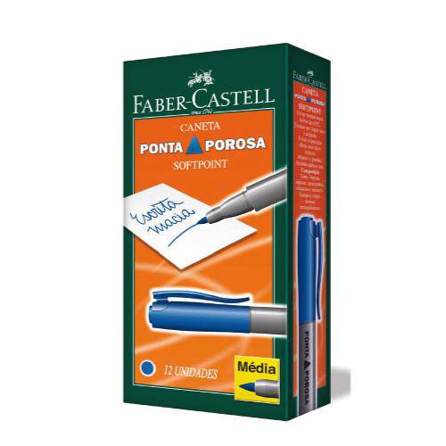 Caneta com Ponta Porosa Soft Point 1,0mm Azul Cx.C/12 Faber-Castell