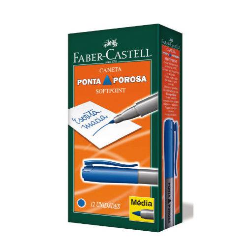Caneta com Ponta Porosa Soft Point 1,0mm Azul Faber-castell Cx.c/12