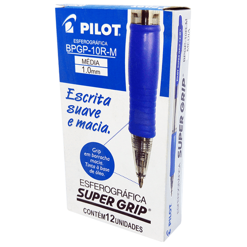 Caneta Esferográfica Azul Pilot Super Grip 1.0 - 12 Unidades 1023139