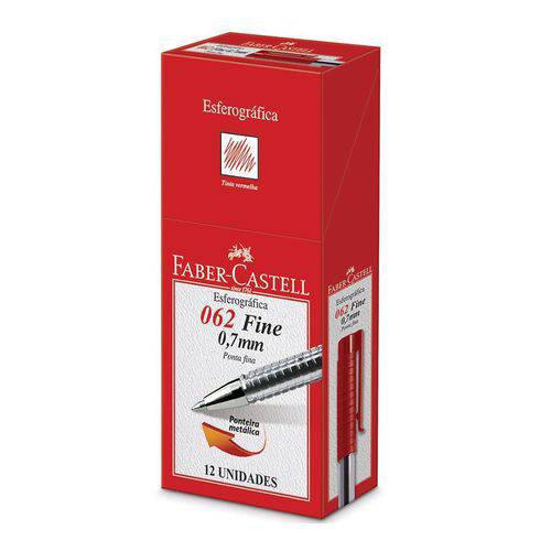Caneta Esferográfica Fine 062 Vermelha Caixa com 12 Unidades Faber-Castell